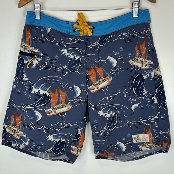 Vintage Patagonia Pataloha Sailing Print Board Shorts 9
